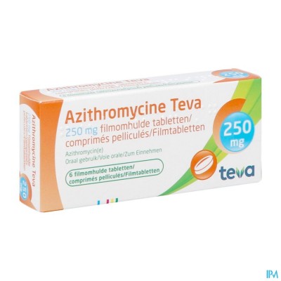 Azithromycine 250mg Teva Tabl Omhulde 6x250 mg