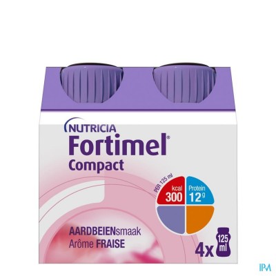 Fortimel Compact Aardbei Flesjes 4x125 ml