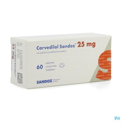 Carvedilol Sandoz 25mg Comp 60