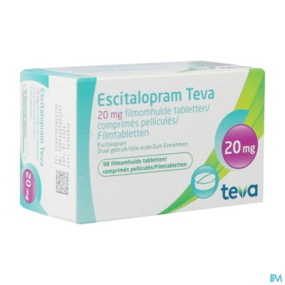 Escitalopram 20mg Teva Filmomh Tabl 98 X 20mg