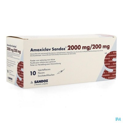 Amoxiclav Sandoz 2000 mg - 200 mg inf. opl. (pdr.) i.v. flac. 10 (200 mg - 200 mg)