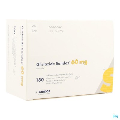 Gliclazide Sandoz 60mg Geregul.afgifte Comp 180