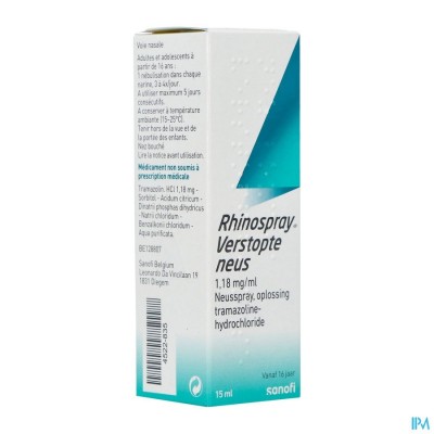 Rhinospray Verstopteneus 1,18mg/ml Neusspr Opl15ml