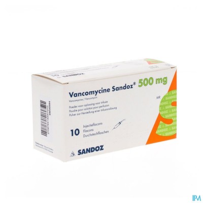 Vancomycine Sandoz Fl Inj 10 X 500mg