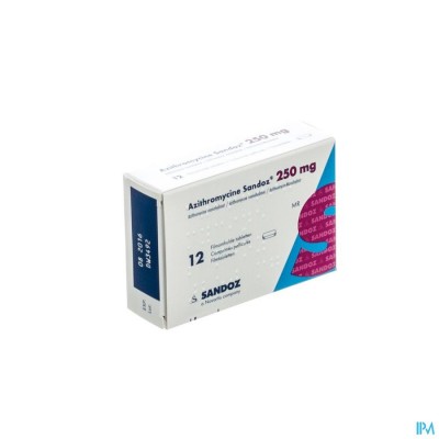 Azithromycine 250mg Sandoz Tabl Omhulde 12x250 mg