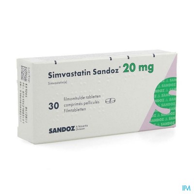 Simvastatin Sandoz 20mg Comp 30 Alu/pvc