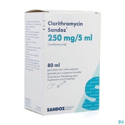 Clarithromycin Sandoz Gran Or Susp 80ml 250mg/5ml