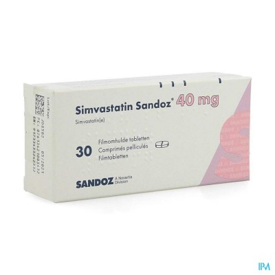 Simvastatin Sandoz 40mg Comp 30 Alu/pvc