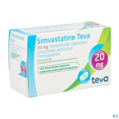 Simvastatine 20mg Teva Comp Enrob 100 X 20mg