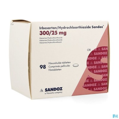 Irbesartan Hydroch Sandoz Tabl 98x300mg/25,0mg