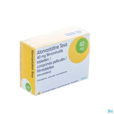 Atorvastatine Teva 40mg Filmomh Tabl 30 X 40mg