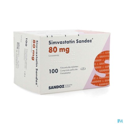 Simvastatin Sandoz 80mg Comp 100 Alu/pvc