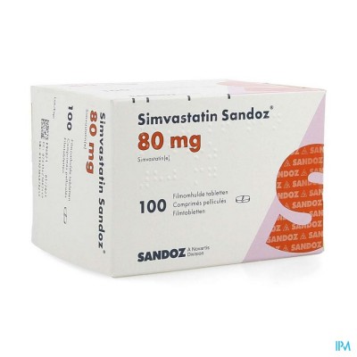 Simvastatin Sandoz 80mg Comp 100 Alu/pvc
