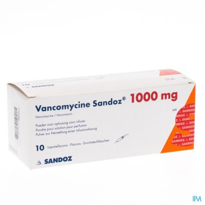 Vancomycine Sandoz Fl Inj 10 X 1000mg