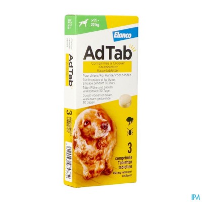 Adtab 450mg Hond >11kg-22kg Kauwtabl 3