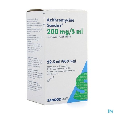 Azithromycine Sandoz 200mg/5ml Pulv Susp Or 22,5ml