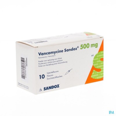 Vancomycine Sandoz Fl Inj 10 X 500mg