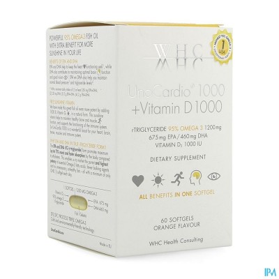 Unocardio 1000 + Vit D 1000 Softgels 60