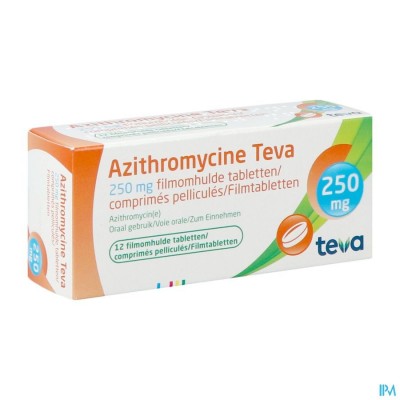 Azithromycine 250mg Teva Filmomh Tabl 12x250 mg