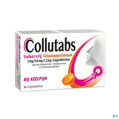 Collutabs Suikervri Sinaasappelsmaak 2mg/0,6mg/1,2mg Zuigtabletten