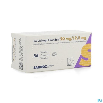 CO LISINOPRIL SANDOZ 20MG/12,5MG TABL56 NEW SANDOZ