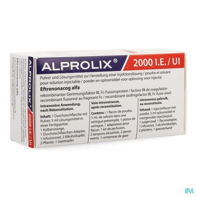 Alprolix 2000ie Pdr+solv Opl Inj 1 Fl + Ser Pr.5ml