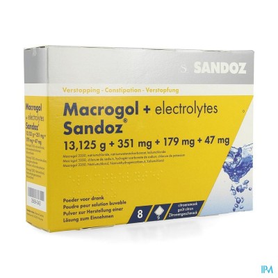 Macrogol + Electr Sandoz Pdr Ciroensmaak Zakje 8