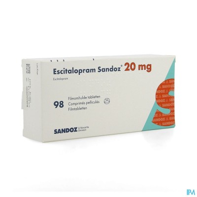 Escitalopram Sandoz 20mg Filmomh Tabl 98 X 20mg