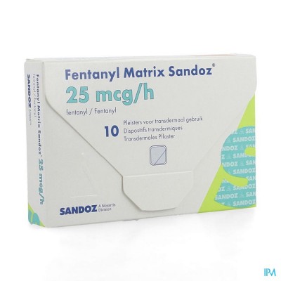 Fentanyl Matrix Sandoz 25,0ug Pleist Transderm 10