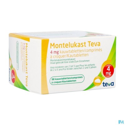 Montelukast Teva 4mg Kauwtabletten 98 X 4mg