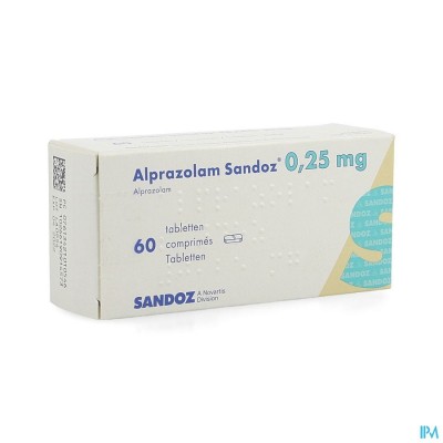 Alprazolam Sandoz 0,25mg Comp 60 X 0,25mg