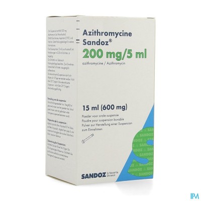 Azithromycine Sandoz 200mg/5ml Pulv Susp Or 15,0ml