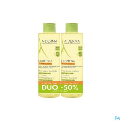 Aderma Exomega Control Olie 2x500ml Promo -50%