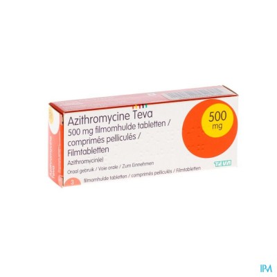 Azithromycine 500mg Teva Tabl Omhulde 3x500 mg