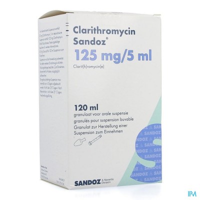 Clarithromycin Sandoz Gran Or Susp 120ml 125mg/5ml
