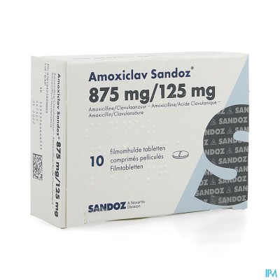 Amoxiclav Sandoz 875mg Comp 10 X 875mg