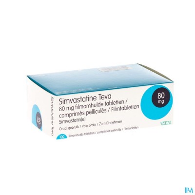 Simvastatine 80mg Teva Comp Enrob 100 X 80mg