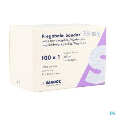 Pregabaline Sandoz 25mg Harde Caps 100