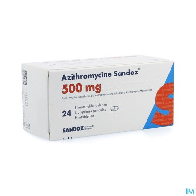 Azithromycine 500mg Sandoz Tabl Filmomh 24x500 mg