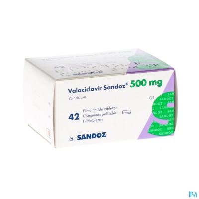 Valaciclovir Sandoz 500mg Filmomh Tab 42 X 500mg