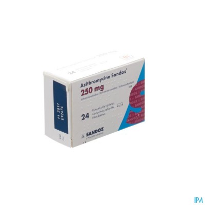 Azithromycine 250mg Sandoz Tabl Filmomh 24x250 mg