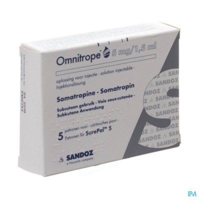 Omnitrope Sandoz 3,3mg/ml 5 Patr 1,5ml Stylo