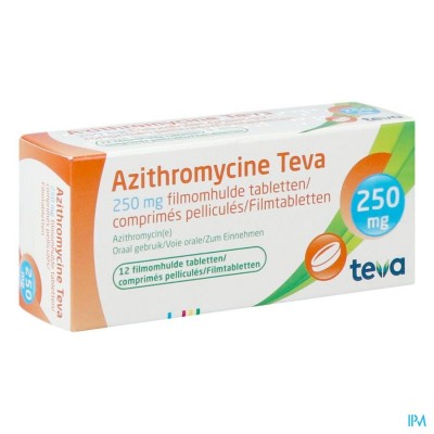 Azithromycine 250mg Teva Filmomh Tabl 12x250 mg
