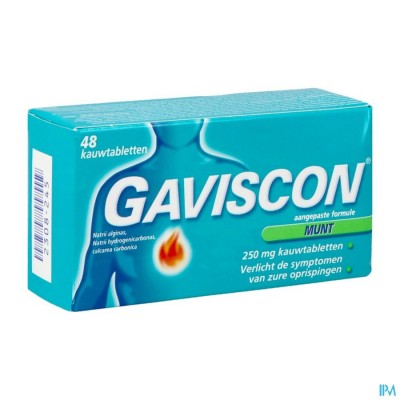 Gaviscon Munt Kauwtabl 48x250mg