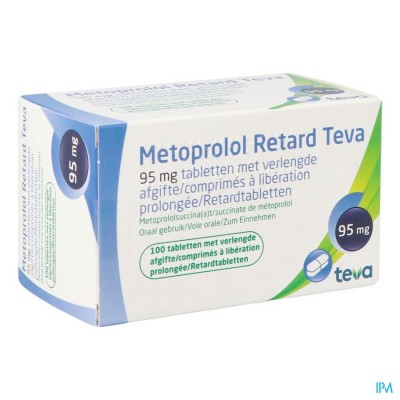 Metoprolol 95mg Retard Teva Comp Verleng Afg 100