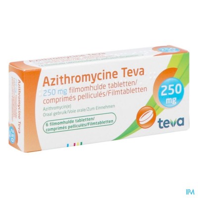 Azithromycine 250mg Teva Tabl Omhulde 6x250 mg