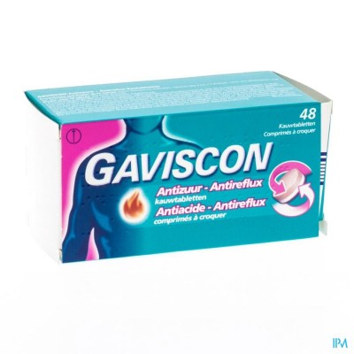 Gaviscon Antizuur-antireflux Kauwtabl 48