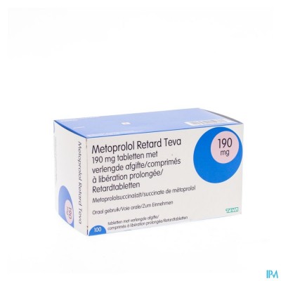 Metoprolol 190mg Retard Teva Comp Verleng Afg 100