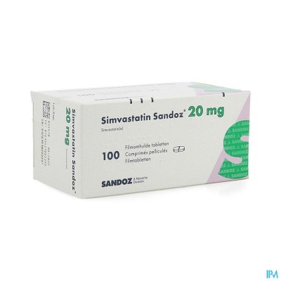 Simvastatin Sandoz 20mg Comp 100 Alu/pvc