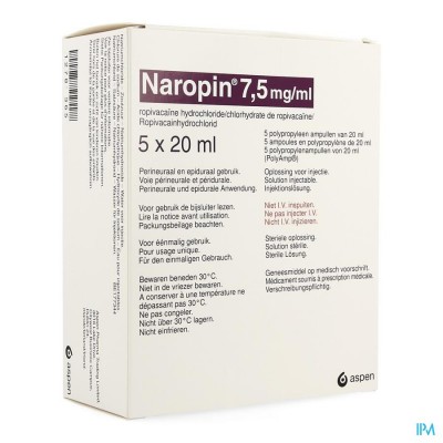 Naropin 7,5mg/ml Amp 5x 20ml